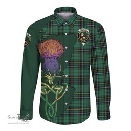 Scottish MacAlpin Ancient Clan Tartan Crest with Thistle and Scotland Map Tartan Long Sleeve Shirt Scottish Plaid Tartan Plaid - ScotsTee - scotstee.com