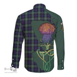 Scottish MacKenzie Hunting Green Clan Tartan Crest with Thistle and Scotland Map Tartan Long Sleeve Shirt Scottish Plaid Tartan Plaid - ScotsTee - scotstee.com