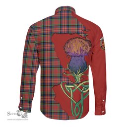 Scottish MacPherson Ancient Clan Tartan Crest with Thistle and Scotland Map Tartan Long Sleeve Shirt Scottish Plaid Tartan Plaid - ScotsTee - scotstee.com