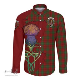 Scottish MacAulay Clan Tartan Crest with Thistle and Scotland Map Tartan Long Sleeve Shirt Scottish Plaid Tartan Plaid - ScotsTee - scotstee.com