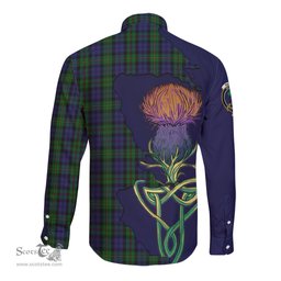 Scottish MacEwan - MacEwen Clan Tartan Crest with Thistle and Scotland Map Tartan Long Sleeve Shirt Scottish Plaid Tartan Plaid - ScotsTee - scotstee.com