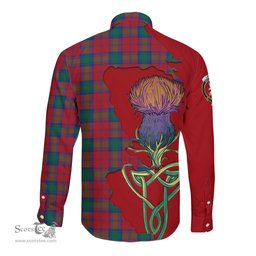 Scottish Lindsay Modern Clan Tartan Crest with Thistle and Scotland Map Tartan Long Sleeve Shirt Scottish Plaid Tartan Plaid - ScotsTee - scotstee.com