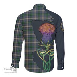 Scottish MacDowall Clan Tartan Crest with Thistle and Scotland Map Tartan Long Sleeve Shirt Scottish Plaid Tartan Plaid - ScotsTee - scotstee.com