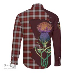 Scottish MacFie Dress Clan Tartan Crest with Thistle and Scotland Map Tartan Long Sleeve Shirt Scottish Plaid Tartan Plaid - ScotsTee - scotstee.com