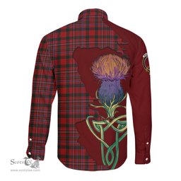 Scottish MacAlister Clan Tartan Crest with Thistle and Scotland Map Tartan Long Sleeve Shirt Scottish Plaid Tartan Plaid - ScotsTee - scotstee.com