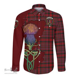 Scottish MacAlister Clan Tartan Crest with Thistle and Scotland Map Tartan Long Sleeve Shirt Scottish Plaid Tartan Plaid - ScotsTee - scotstee.com