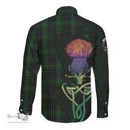 Scottish MacAulay Hunting Clan Tartan Crest with Thistle and Scotland Map Tartan Long Sleeve Shirt Scottish Plaid Tartan Plaid - ScotsTee - scotstee.com
