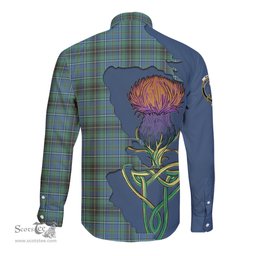 Scottish MacInnes Ancient Clan Tartan Crest with Thistle and Scotland Map Tartan Long Sleeve Shirt Scottish Plaid Tartan Plaid - ScotsTee - scotstee.com