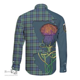 Scottish Leslie Hunting Ancient Clan Tartan Crest with Thistle and Scotland Map Tartan Long Sleeve Shirt Scottish Plaid Tartan Plaid - ScotsTee - scotstee.com