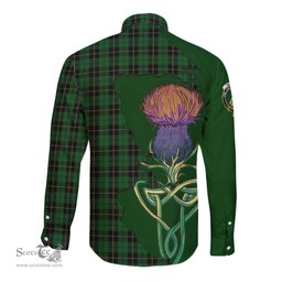 Scottish Wallace Hunting Clan Tartan Crest with Thistle and Scotland Map Tartan Long Sleeve Shirt Scottish Plaid Tartan Plaid - ScotsTee - scotstee.com