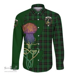 Scottish Wallace Hunting Clan Tartan Crest with Thistle and Scotland Map Tartan Long Sleeve Shirt Scottish Plaid Tartan Plaid - ScotsTee - scotstee.com