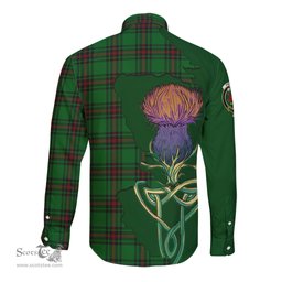Scottish Primrose Clan Tartan Crest with Thistle and Scotland Map Tartan Long Sleeve Shirt Scottish Plaid Tartan Plaid - ScotsTee - scotstee.com