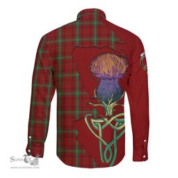 Scottish Morrison Clan Tartan Crest with Thistle and Scotland Map Tartan Long Sleeve Shirt Scottish Plaid Tartan Plaid - ScotsTee - scotstee.com