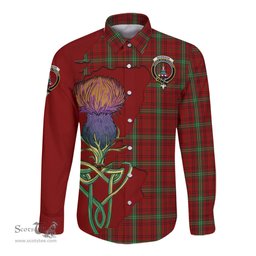 Scottish Morrison Clan Tartan Crest with Thistle and Scotland Map Tartan Long Sleeve Shirt Scottish Plaid Tartan Plaid - ScotsTee - scotstee.com