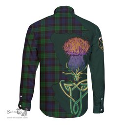 Scottish Stewart Old Clan Tartan Crest with Thistle and Scotland Map Tartan Long Sleeve Shirt Scottish Plaid Tartan Plaid - ScotsTee - scotstee.com