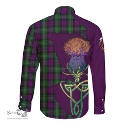 Scottish Wilson Clan Tartan Crest with Thistle and Scotland Map Tartan Long Sleeve Shirt Scottish Plaid Tartan Plaid - ScotsTee - scotstee.com