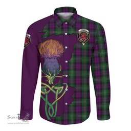Scottish Wilson Clan Tartan Crest with Thistle and Scotland Map Tartan Long Sleeve Shirt Scottish Plaid Tartan Plaid - ScotsTee - scotstee.com