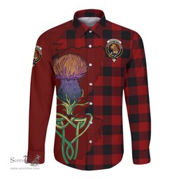Scottish Rob Roy Macgregor Clan Tartan Crest with Thistle and Scotland Map Tartan Long Sleeve Shirt Scottish Plaid Tartan Plaid - ScotsTee - scotstee.com