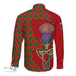 Scottish Moncrieff Modern Clan Tartan Crest with Thistle and Scotland Map Tartan Long Sleeve Shirt Scottish Plaid Tartan Plaid - ScotsTee - scotstee.com