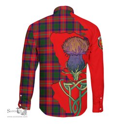 Scottish Wauchope Clan Tartan Crest with Thistle and Scotland Map Tartan Long Sleeve Shirt Scottish Plaid Tartan Plaid - ScotsTee - scotstee.com