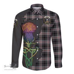 Scottish Moffat Modern Clan Tartan Crest with Thistle and Scotland Map Tartan Long Sleeve Shirt Scottish Plaid Tartan Plaid - ScotsTee - scotstee.com