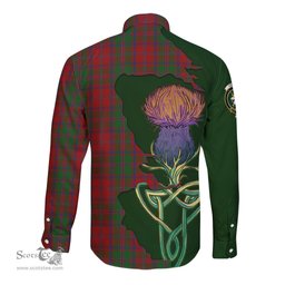 Scottish Stewart of Appin Clan Tartan Crest with Thistle and Scotland Map Tartan Long Sleeve Shirt Scottish Plaid Tartan Plaid - ScotsTee - scotstee.com