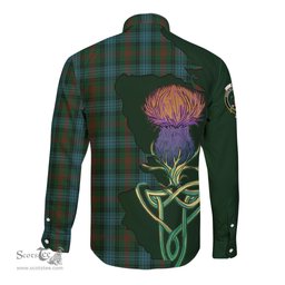 Scottish Ross Hunting Clan Tartan Crest with Thistle and Scotland Map Tartan Long Sleeve Shirt Scottish Plaid Tartan Plaid - ScotsTee - scotstee.com