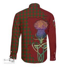 Scottish Moncrieff Clan Tartan Crest with Thistle and Scotland Map Tartan Long Sleeve Shirt Scottish Plaid Tartan Plaid - ScotsTee - scotstee.com