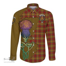 Scottish Scrymgeour Clan Tartan Crest with Thistle and Scotland Map Tartan Long Sleeve Shirt Scottish Plaid Tartan Plaid - ScotsTee - scotstee.com