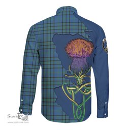 Scottish Matheson Hunting Ancient Clan Tartan Crest with Thistle and Scotland Map Tartan Long Sleeve Shirt Scottish Plaid Tartan Plaid - ScotsTee - scotstee.com