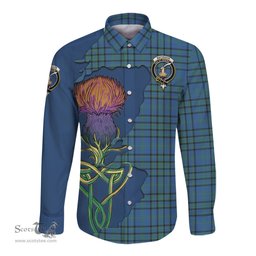 Scottish Matheson Hunting Ancient Clan Tartan Crest with Thistle and Scotland Map Tartan Long Sleeve Shirt Scottish Plaid Tartan Plaid - ScotsTee - scotstee.com