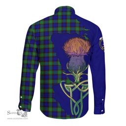 Scottish Sempill Modern Clan Tartan Crest with Thistle and Scotland Map Tartan Long Sleeve Shirt Scottish Plaid Tartan Plaid - ScotsTee - scotstee.com