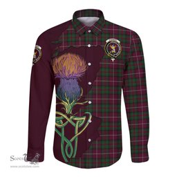 Scottish Stewart of Bute Hunting Clan Tartan Crest with Thistle and Scotland Map Tartan Long Sleeve Shirt Scottish Plaid Tartan Plaid - ScotsTee - scotstee.com