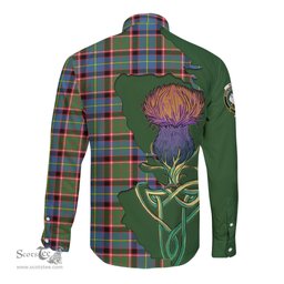 Scottish Norvel Clan Tartan Crest with Thistle and Scotland Map Tartan Long Sleeve Shirt Scottish Plaid Tartan Plaid - ScotsTee - scotstee.com