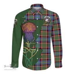 Scottish Norvel Clan Tartan Crest with Thistle and Scotland Map Tartan Long Sleeve Shirt Scottish Plaid Tartan Plaid - ScotsTee - scotstee.com