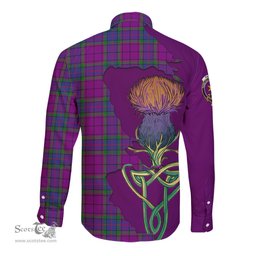 Scottish Wardlaw Modern Clan Tartan Crest with Thistle and Scotland Map Tartan Long Sleeve Shirt Scottish Plaid Tartan Plaid - ScotsTee - scotstee.com