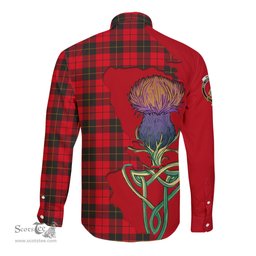 Scottish Wallace Weathered Clan Tartan Crest with Thistle and Scotland Map Tartan Long Sleeve Shirt Scottish Plaid Tartan Plaid - ScotsTee - scotstee.com