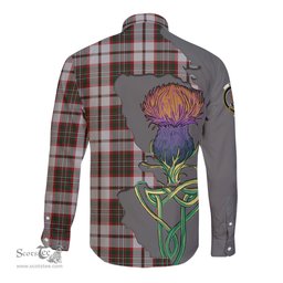 Scottish Scott Dress Clan Tartan Crest with Thistle and Scotland Map Tartan Long Sleeve Shirt Scottish Plaid Tartan Plaid - ScotsTee - scotstee.com