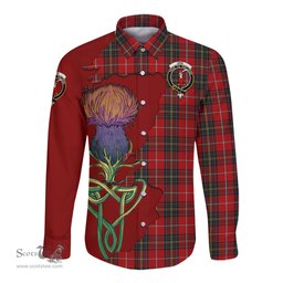 Scottish Orr Clan Tartan Crest with Thistle and Scotland Map Tartan Long Sleeve Shirt Scottish Plaid Tartan Plaid - ScotsTee - scotstee.com