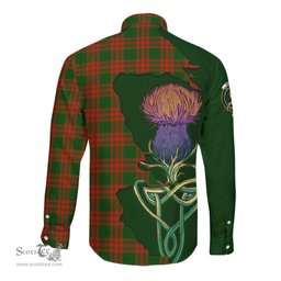 Scottish Menzies Green Modern Clan Tartan Crest with Thistle and Scotland Map Tartan Long Sleeve Shirt Scottish Plaid Tartan Plaid - ScotsTee - scotstee.com