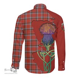 Scottish Robertson Weathered Clan Tartan Crest with Thistle and Scotland Map Tartan Long Sleeve Shirt Scottish Plaid Tartan Plaid - ScotsTee - scotstee.com