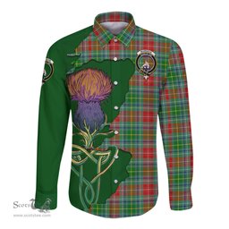 Scottish Muirhead Clan Tartan Crest with Thistle and Scotland Map Tartan Long Sleeve Shirt Scottish Plaid Tartan Plaid - ScotsTee - scotstee.com