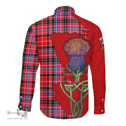 Scottish Straiton Clan Tartan Crest with Thistle and Scotland Map Tartan Long Sleeve Shirt Scottish Plaid Tartan Plaid - ScotsTee - scotstee.com