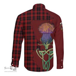 Scottish Murray of Ochtertyre Clan Tartan Crest with Thistle and Scotland Map Tartan Long Sleeve Shirt Scottish Plaid Tartan Plaid - ScotsTee - scotstee.com