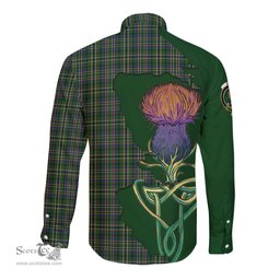 Scottish Scott Green Clan Tartan Crest with Thistle and Scotland Map Tartan Long Sleeve Shirt Scottish Plaid Tartan Plaid - ScotsTee - scotstee.com