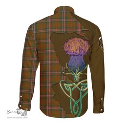 Scottish Scott Brown Modern Clan Tartan Crest with Thistle and Scotland Map Tartan Long Sleeve Shirt Scottish Plaid Tartan Plaid - ScotsTee - scotstee.com