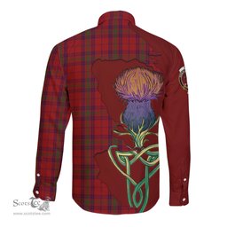 Scottish Ross Old Clan Tartan Crest with Thistle and Scotland Map Tartan Long Sleeve Shirt Scottish Plaid Tartan Plaid - ScotsTee - scotstee.com