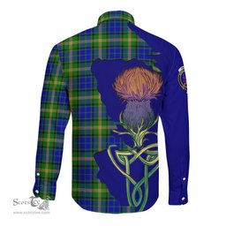 Scottish Maitland Clan Tartan Crest with Thistle and Scotland Map Tartan Long Sleeve Shirt Scottish Plaid Tartan Plaid - ScotsTee - scotstee.com