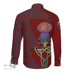 Scottish Sinclair Clan Tartan Crest with Thistle and Scotland Map Tartan Long Sleeve Shirt Scottish Plaid Tartan Plaid - ScotsTee - scotstee.com