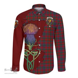 Scottish Sinclair Clan Tartan Crest with Thistle and Scotland Map Tartan Long Sleeve Shirt Scottish Plaid Tartan Plaid - ScotsTee - scotstee.com